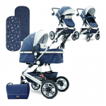 Коляска-трансформер LORELLI Lora — Синий / Dark Blue Birds 1985