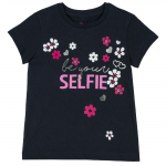 Футболка Chicco надпись Selfie, для девочки — Тёмно-синий, р.98