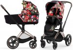 Коляска 2 в 1 Cybex Priam IV (шасси Rosegold) — Spring Blossom Dark